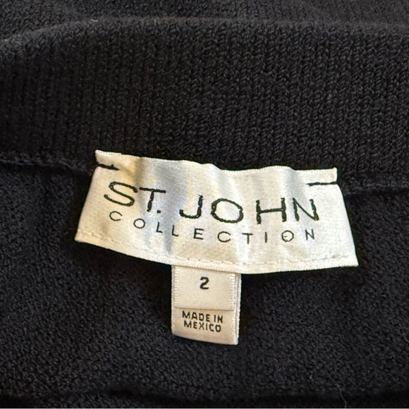 St. John Collection Skirt Santana Knit Pencil Cut Wool Classic Chic Black 2 - Picture 7 of 10